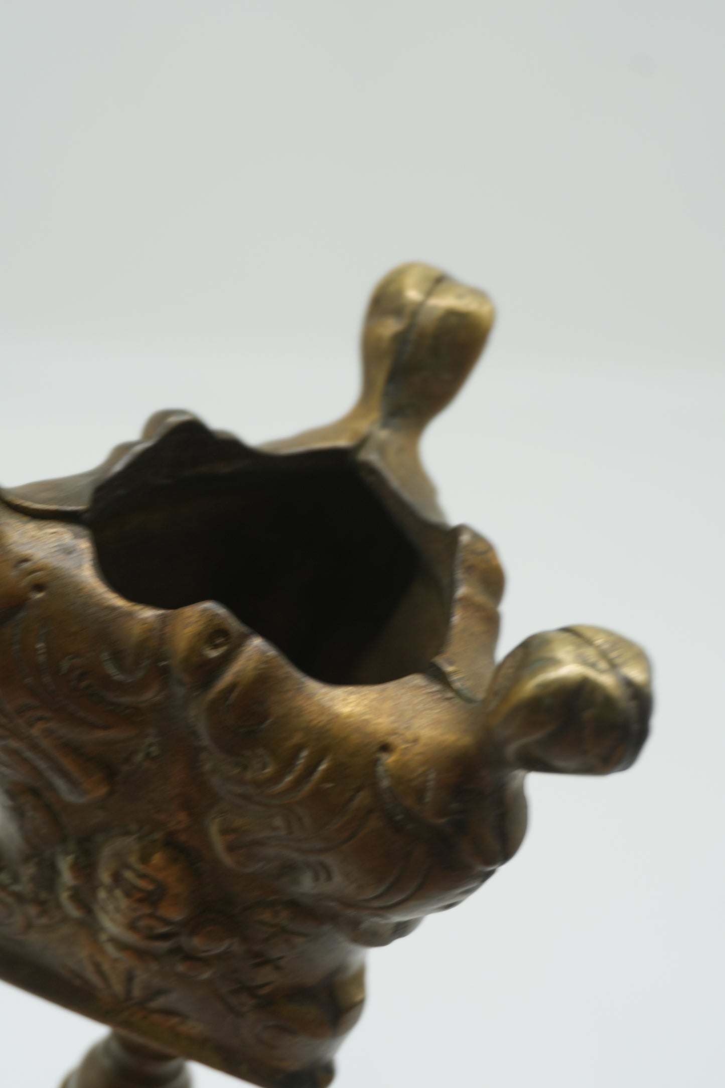 Vintage Brass Candlestick – Neo-Renaissance Figural Mask & Twisted Stem