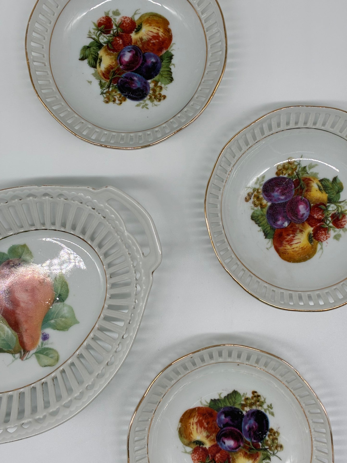 Vintage Pierced Porcelain Serving Bowls – Set of 4
