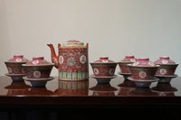 Vintage Chinese Porcelain Tea Set – Famille Rose Style – Set of 7