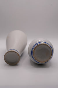 Pair of Hand-Painted Blue & White Floral Porcelain Vases