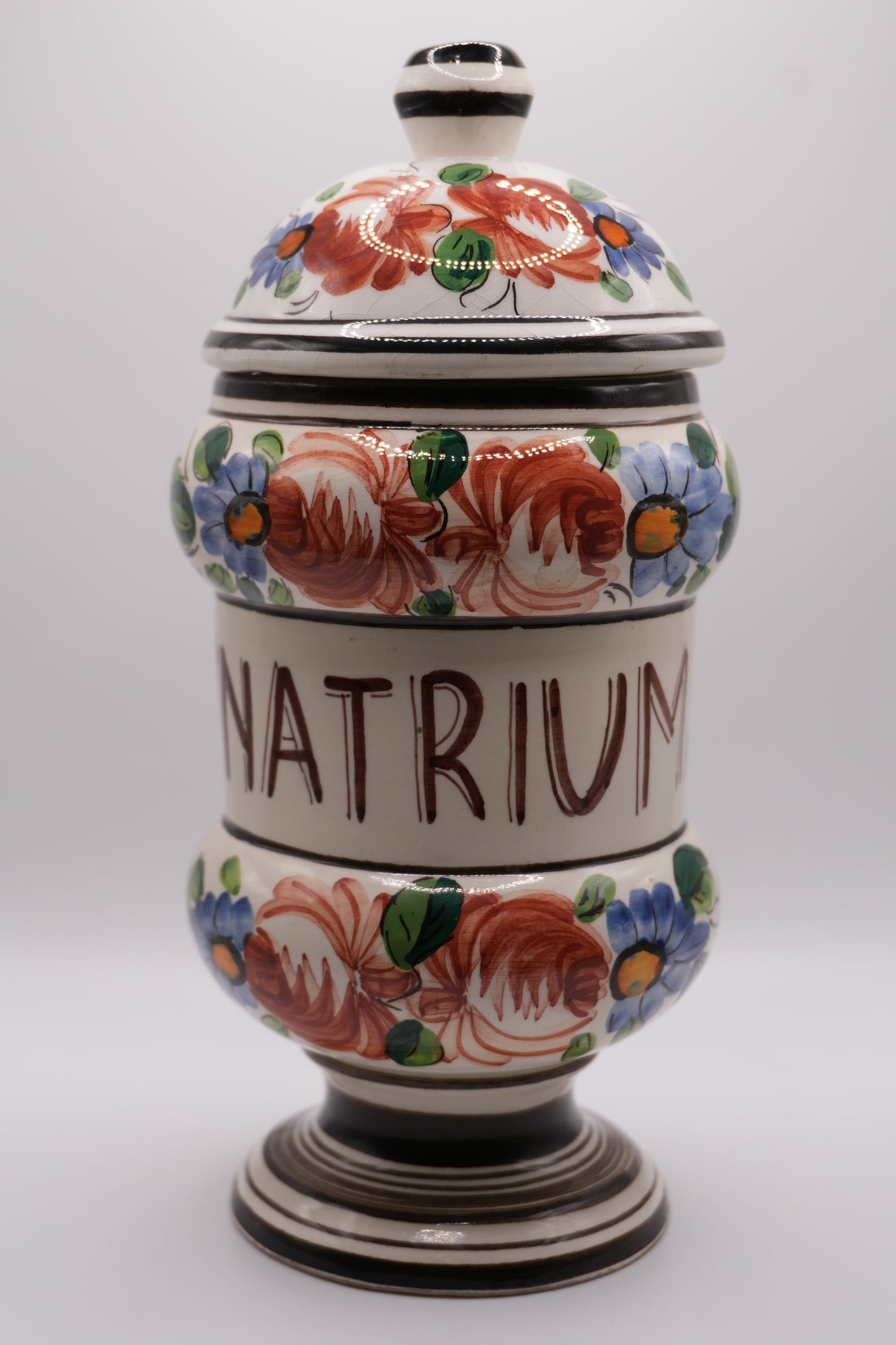 Vintage European Hand-Painted Apothecary Jar 'Natrium'