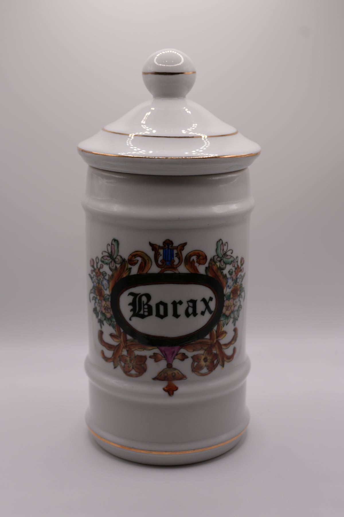 Paris Royal Borax Apothecary Porcelain Jar — Vintage Italian Decorative Porcelain, c. 1960–1980