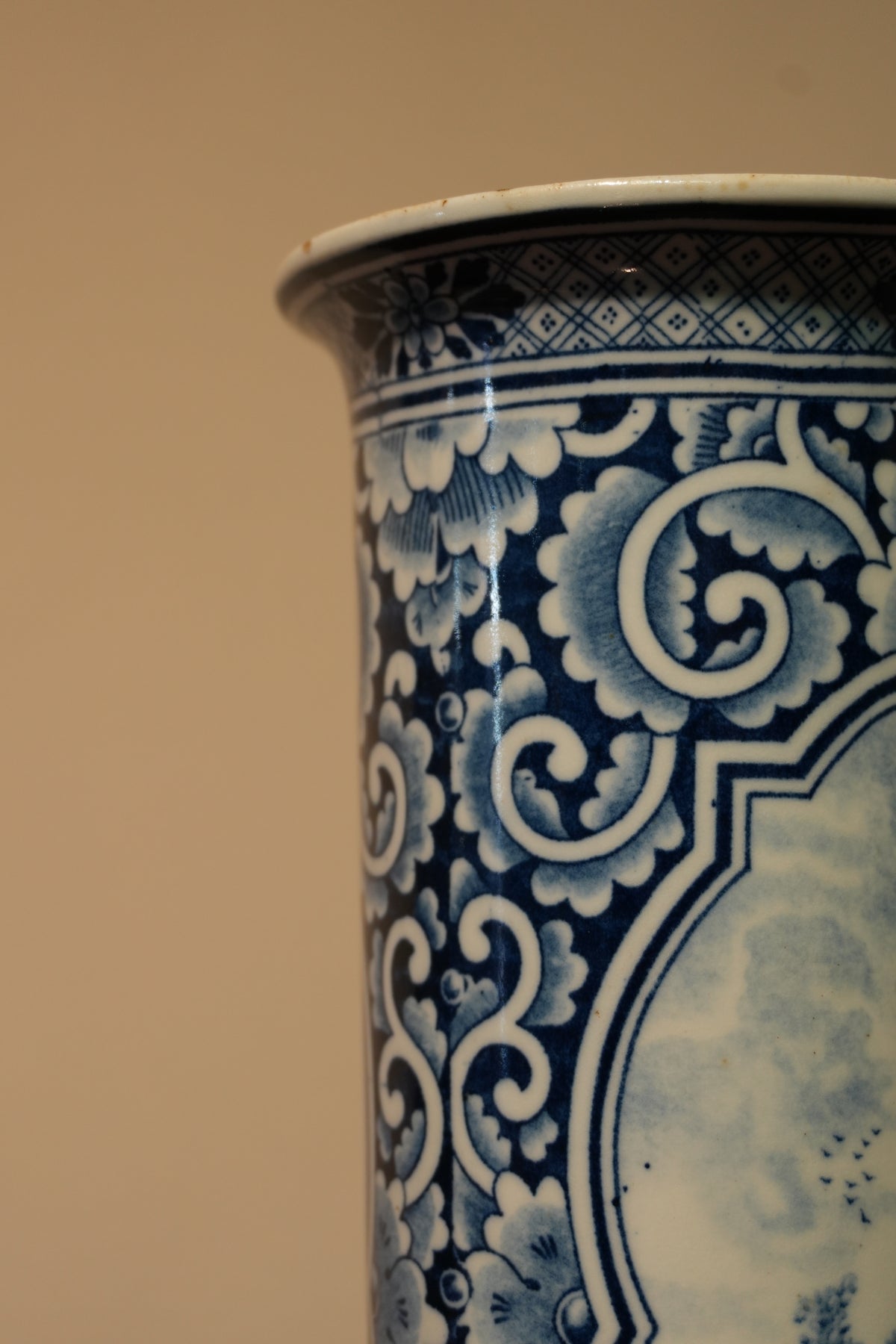 Vintage Delft Porcelain Vase – Blue & White Landscape Decor