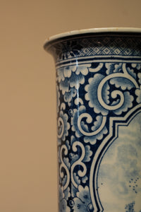 Vintage Delft Porcelain Vase – Blue & White Landscape Decor