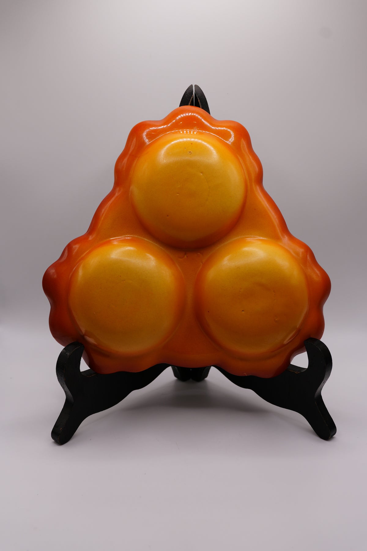 Vintage Orange Glazed Divided Serving Dish | Mid-Century Ceramic Snack Tray
