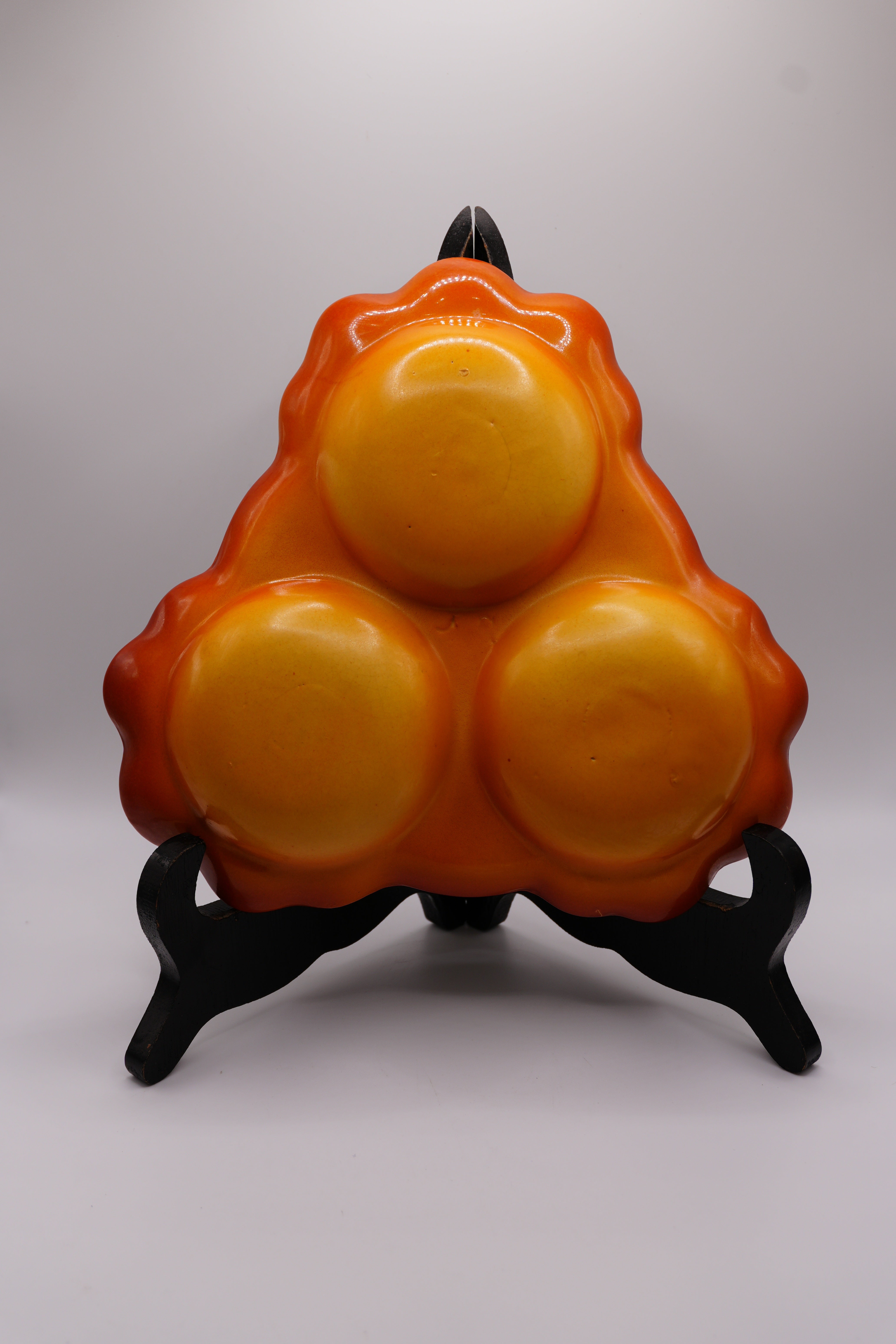 Vintage Orange Glazed Divided Serving Dish | Mid-Century Ceramic Snack Tray