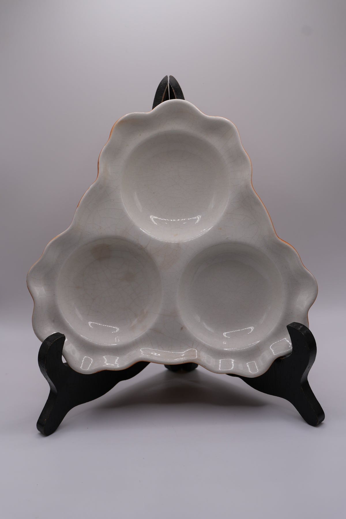 Vintage Orange Glazed Divided Serving Dish | Mid-Century Ceramic Snack Tray