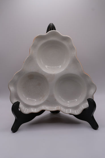 Vintage Orange Glazed Divided Serving Dish | Mid-Century Ceramic Snack Tray