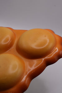 Vintage Orange Glazed Divided Serving Dish | Mid-Century Ceramic Snack Tray