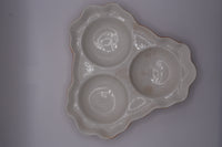 Vintage Orange Glazed Divided Serving Dish | Mid-Century Ceramic Snack Tray