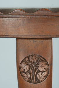 Vintage Round Mahogany Side Table | European Occasional Table with Hand-Carved Details