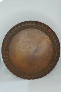 Vintage Round Mahogany Side Table | European Occasional Table with Hand-Carved Details