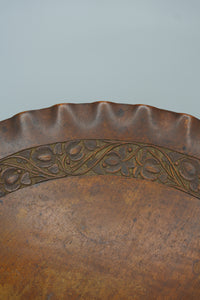 Vintage Round Mahogany Side Table | European Occasional Table with Hand-Carved Details