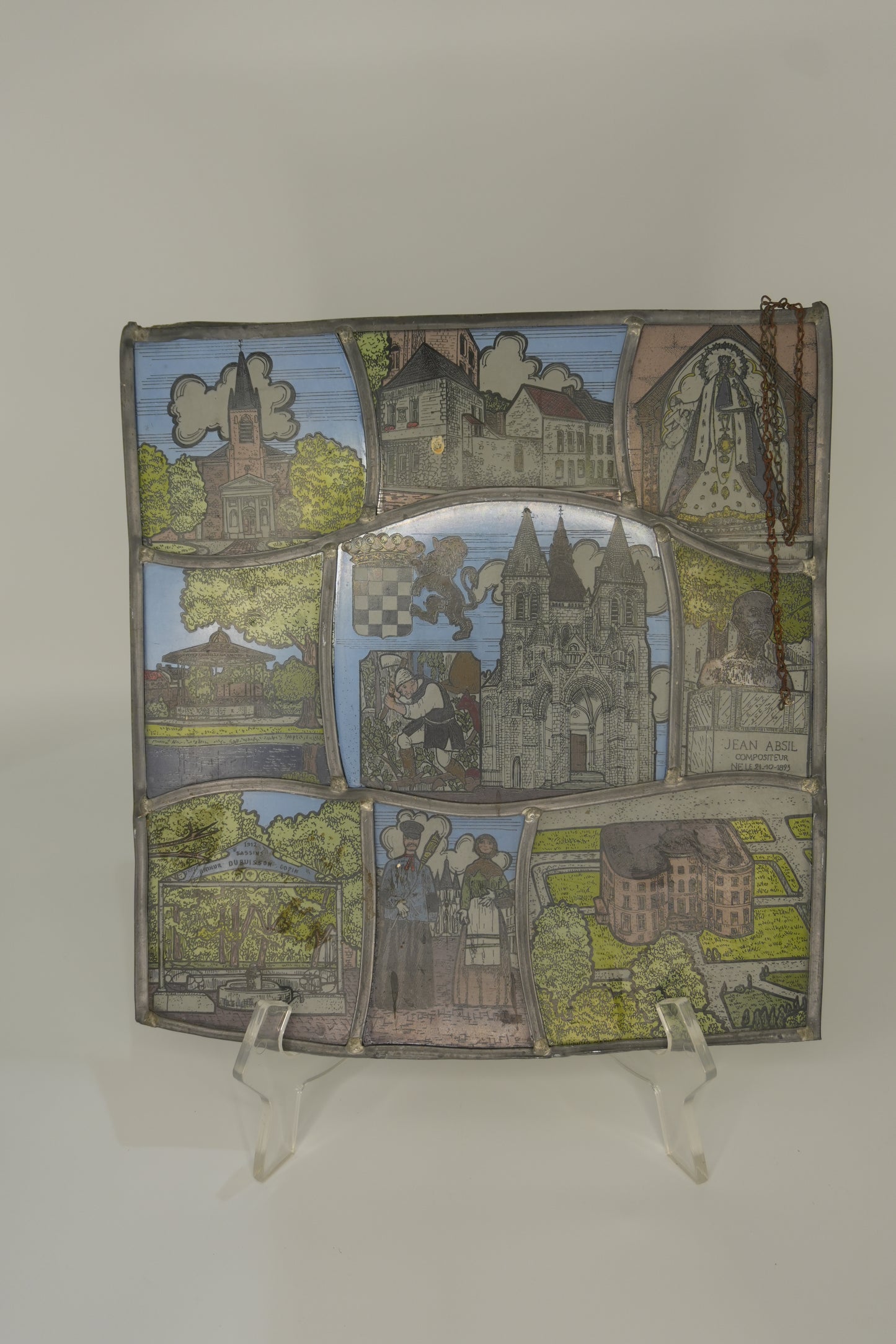 Vintage Belgian Stained Glass Panel – Niel, Antwerp