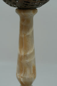 Vintage Onyx Table Lamp with Pierced Metal Shade – Moorish Revival