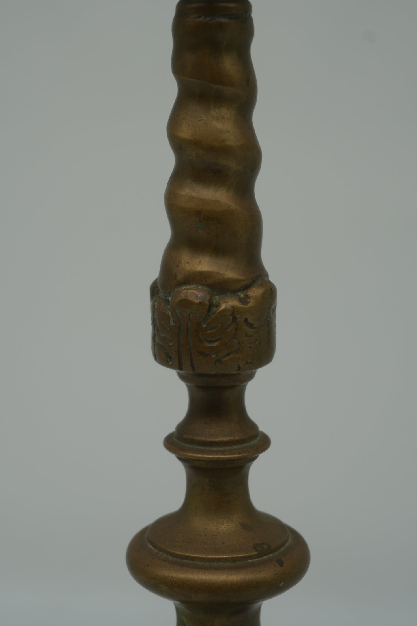 Vintage Brass Candlestick – Neo-Renaissance Figural Mask & Twisted Stem