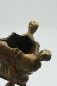 Vintage Brass Candlestick – Neo-Renaissance Figural Mask & Twisted Stem