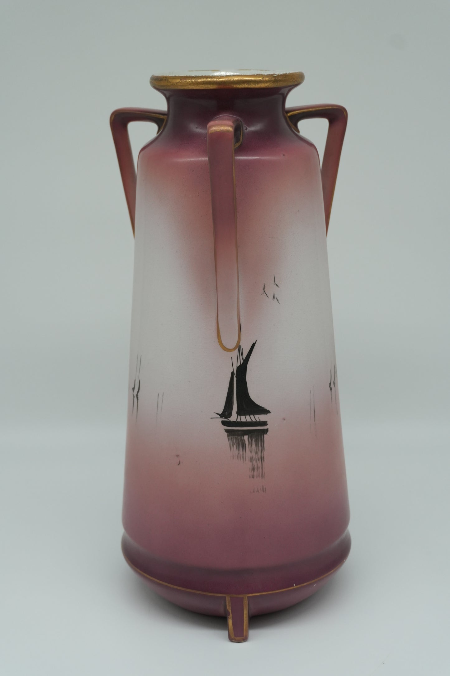 Vintage English Landscape Vase with Twin Handles