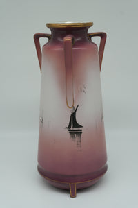 Vintage English Landscape Vase with Twin Handles