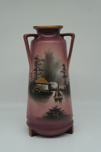 Vintage English Landscape Vase with Twin Handles