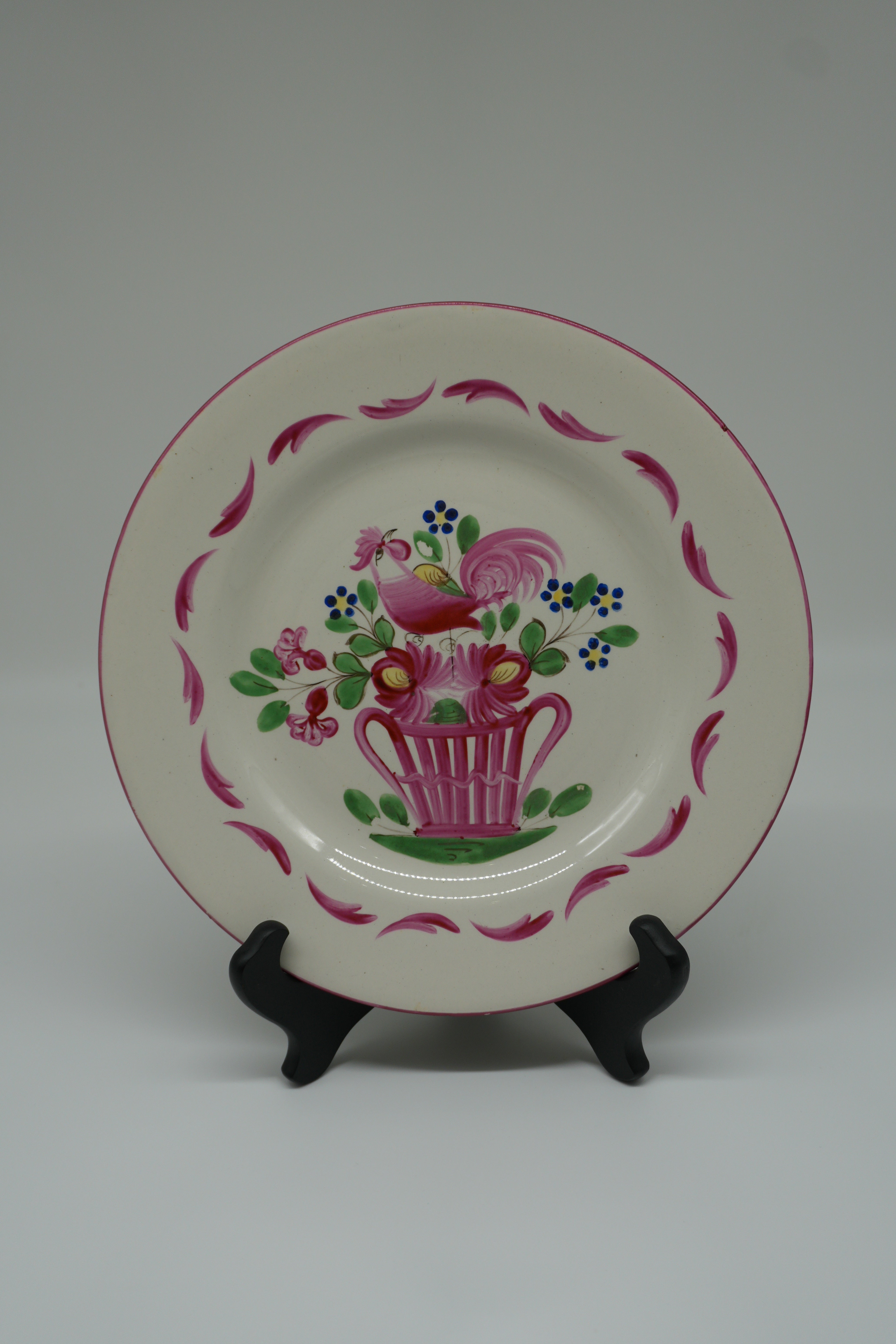 Pair of Hand-Painted French Faience Rooster Plates | Hôtel de Ville France
