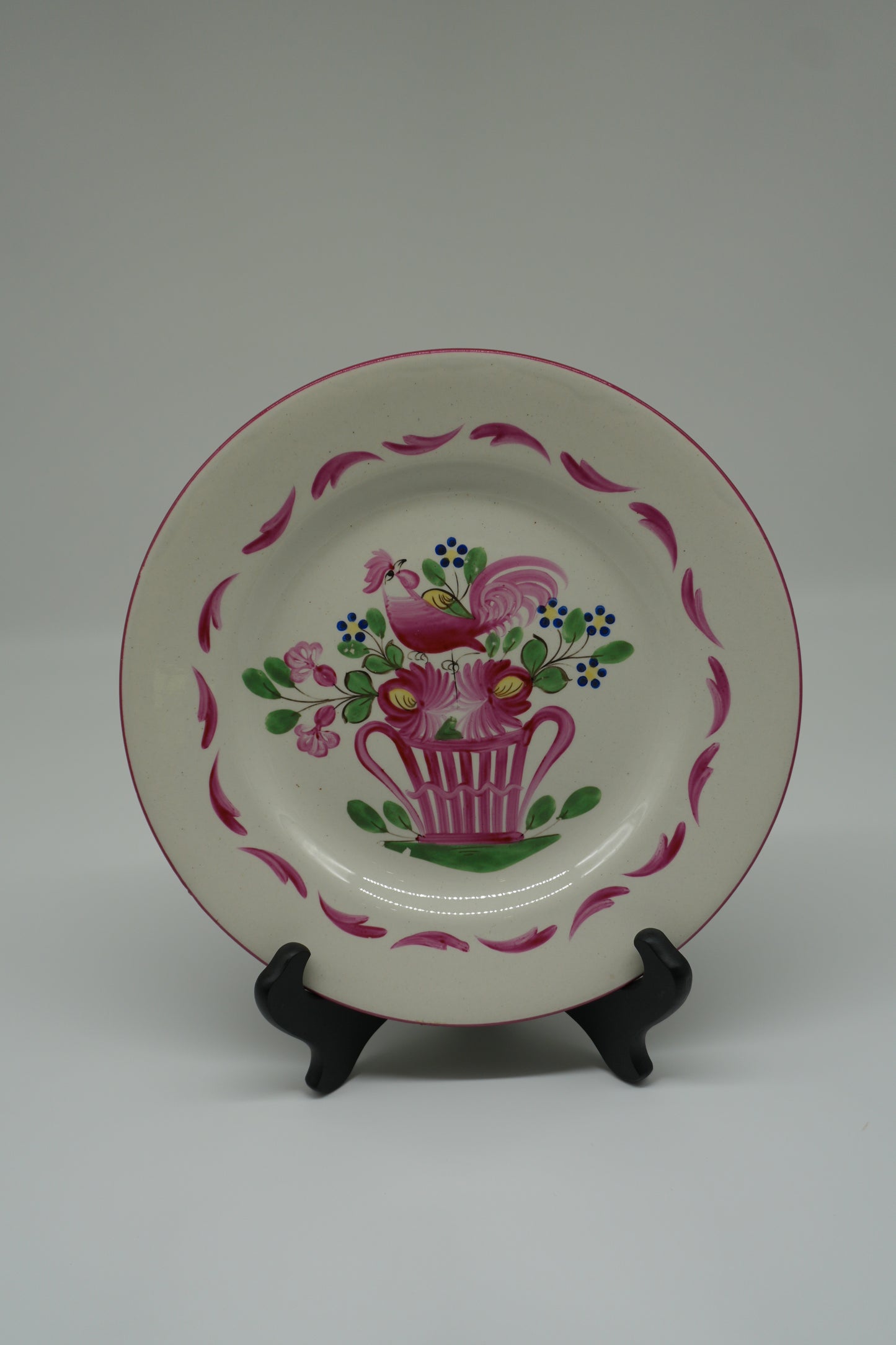Pair of Hand-Painted French Faience Rooster Plates | Hôtel de Ville France