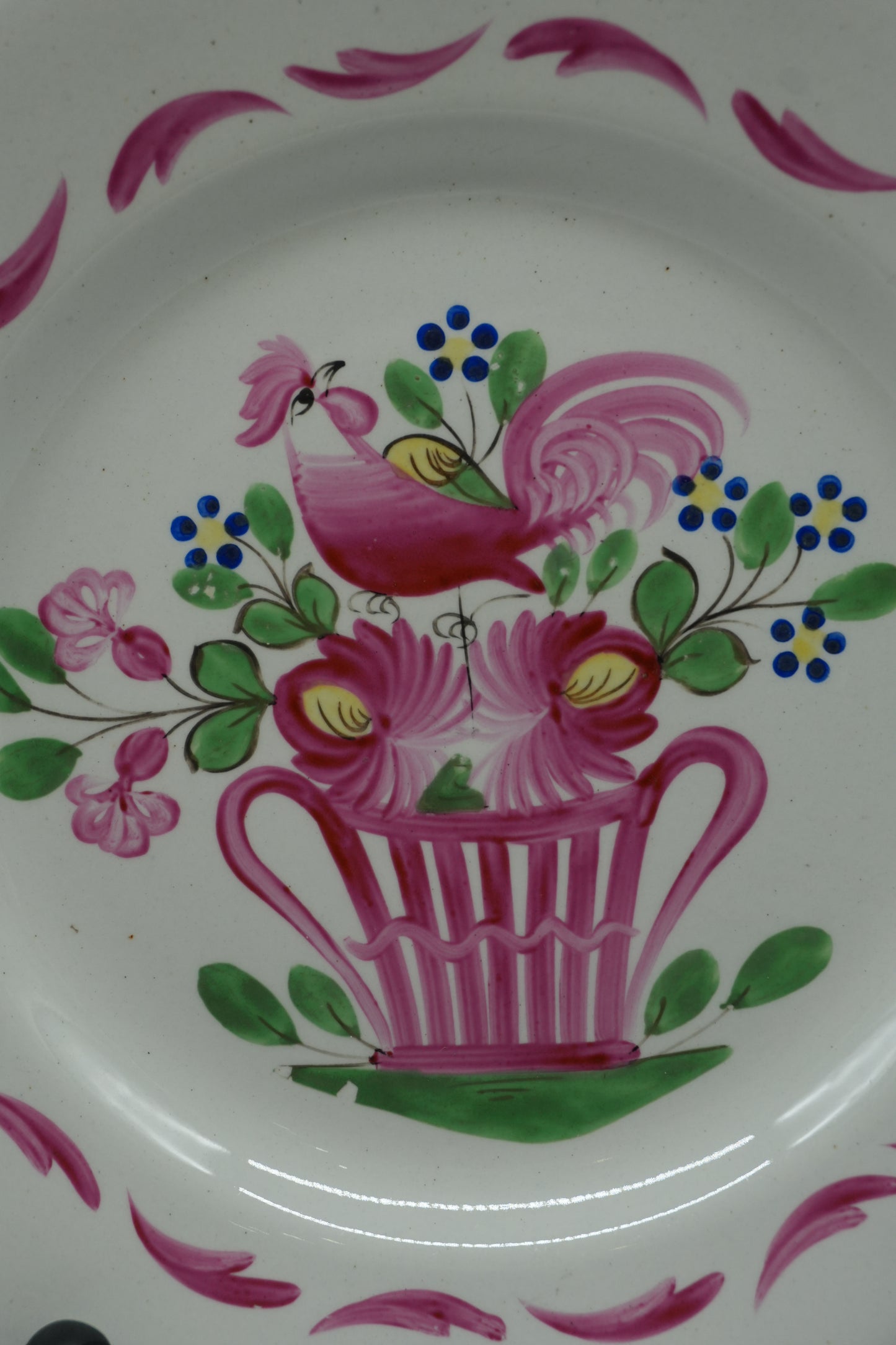 Pair of Hand-Painted French Faience Rooster Plates | Hôtel de Ville France