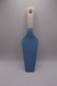 Vintage Ceramic Cake Server — Blue Glaze with Cream Handle