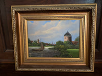 Dutch River Landscape with Sailing Barge — Oil on Board, Late 19th Century