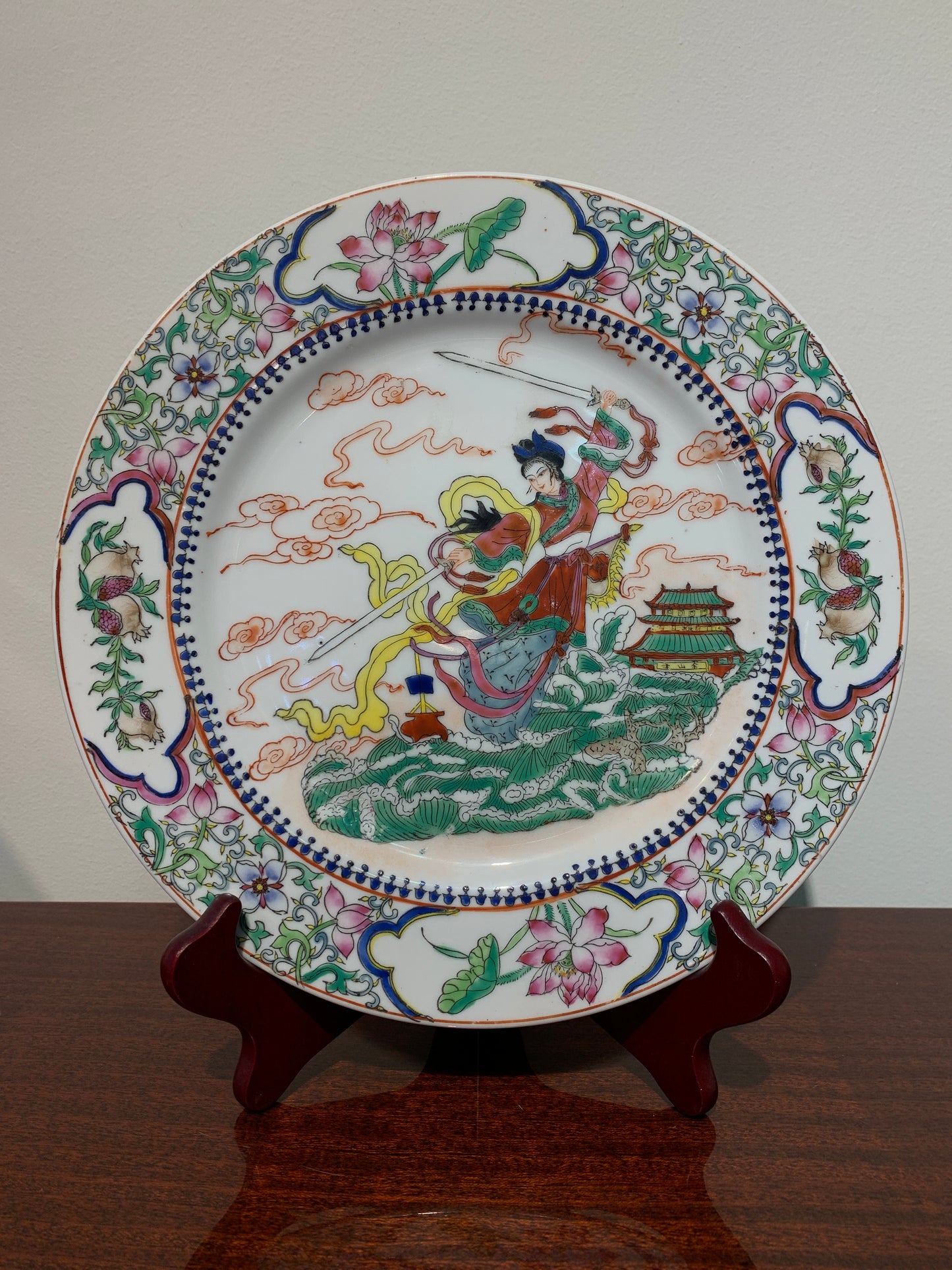 Chinese Famille Rose Warrior Plate