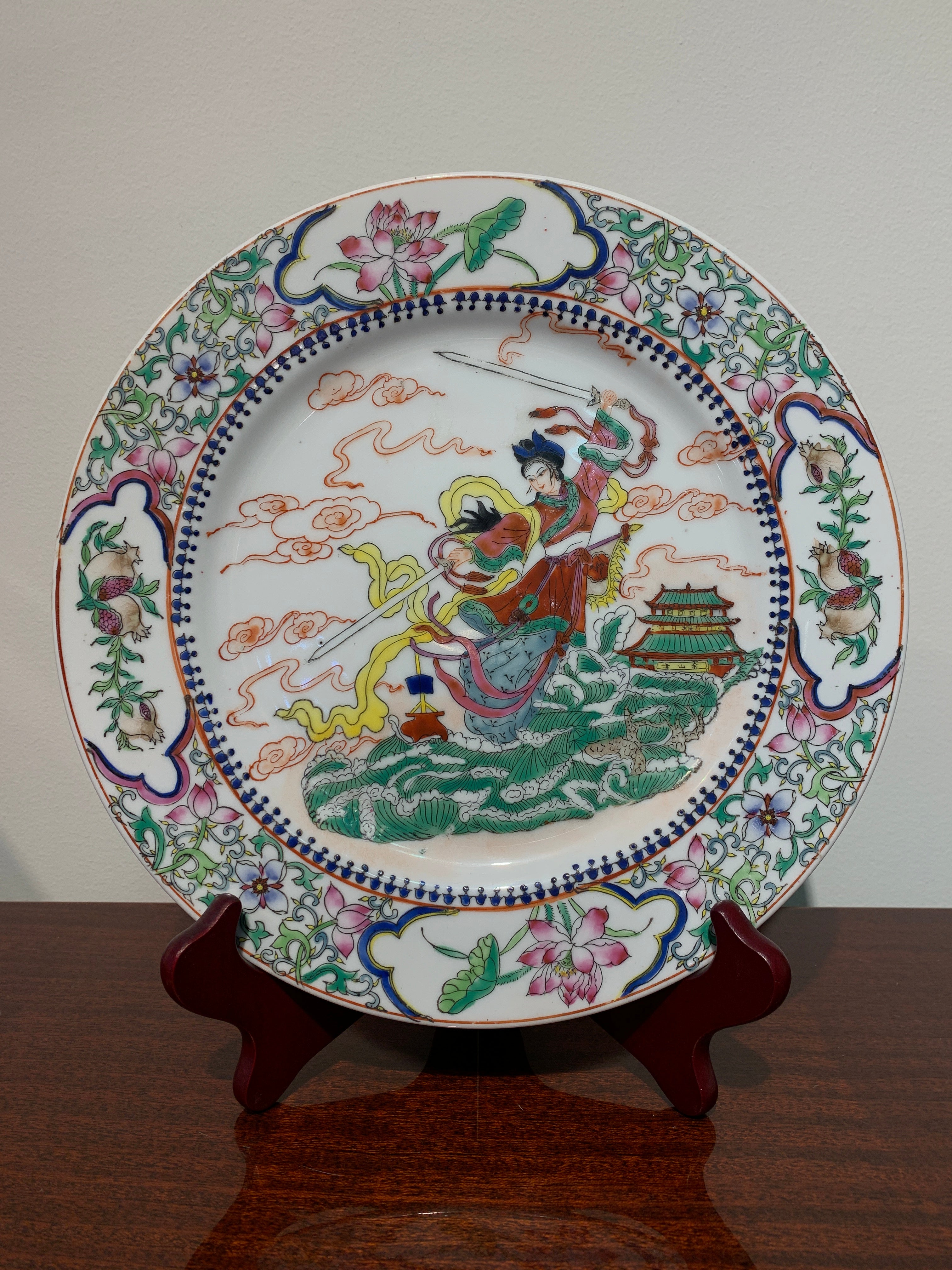 Chinese Famille Rose Warrior Plate