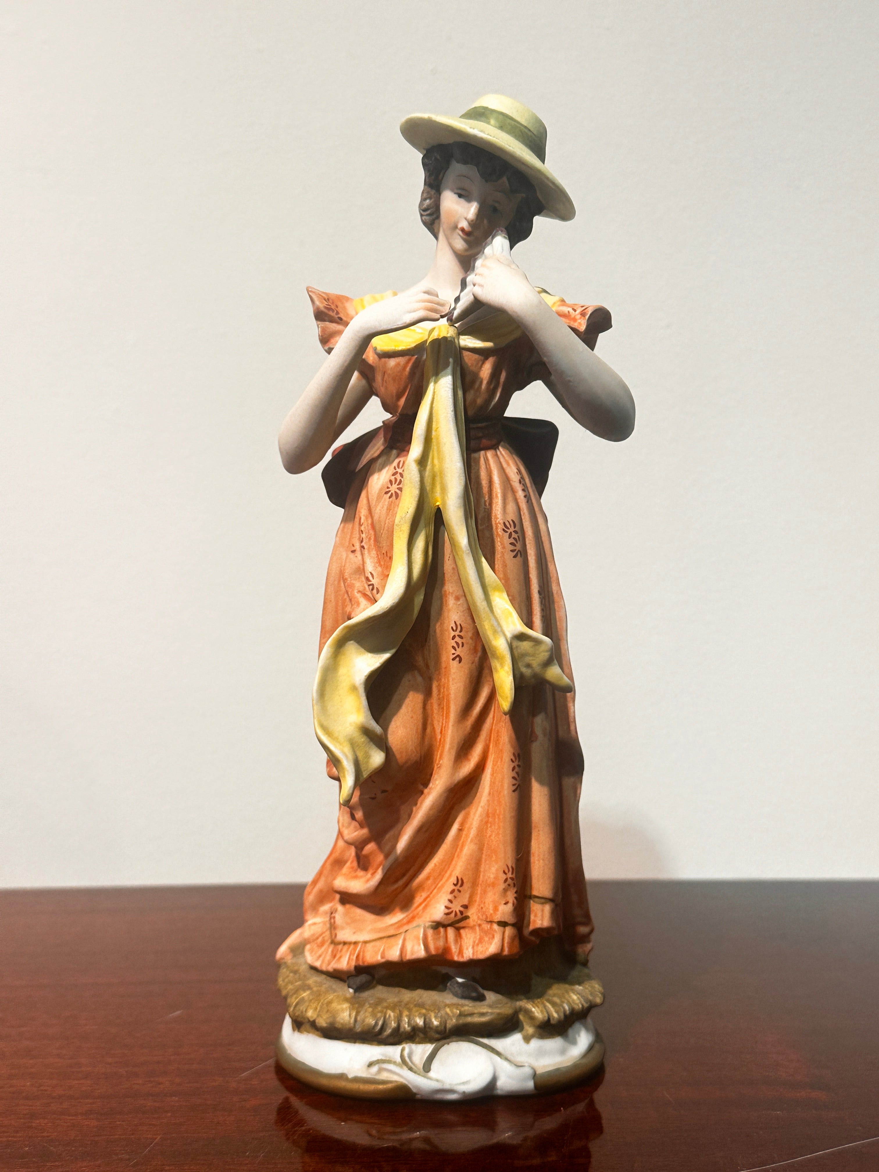 Vintage Porcelain Lady Figurine with Fan