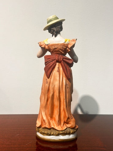 Vintage Porcelain Lady Figurine with Fan