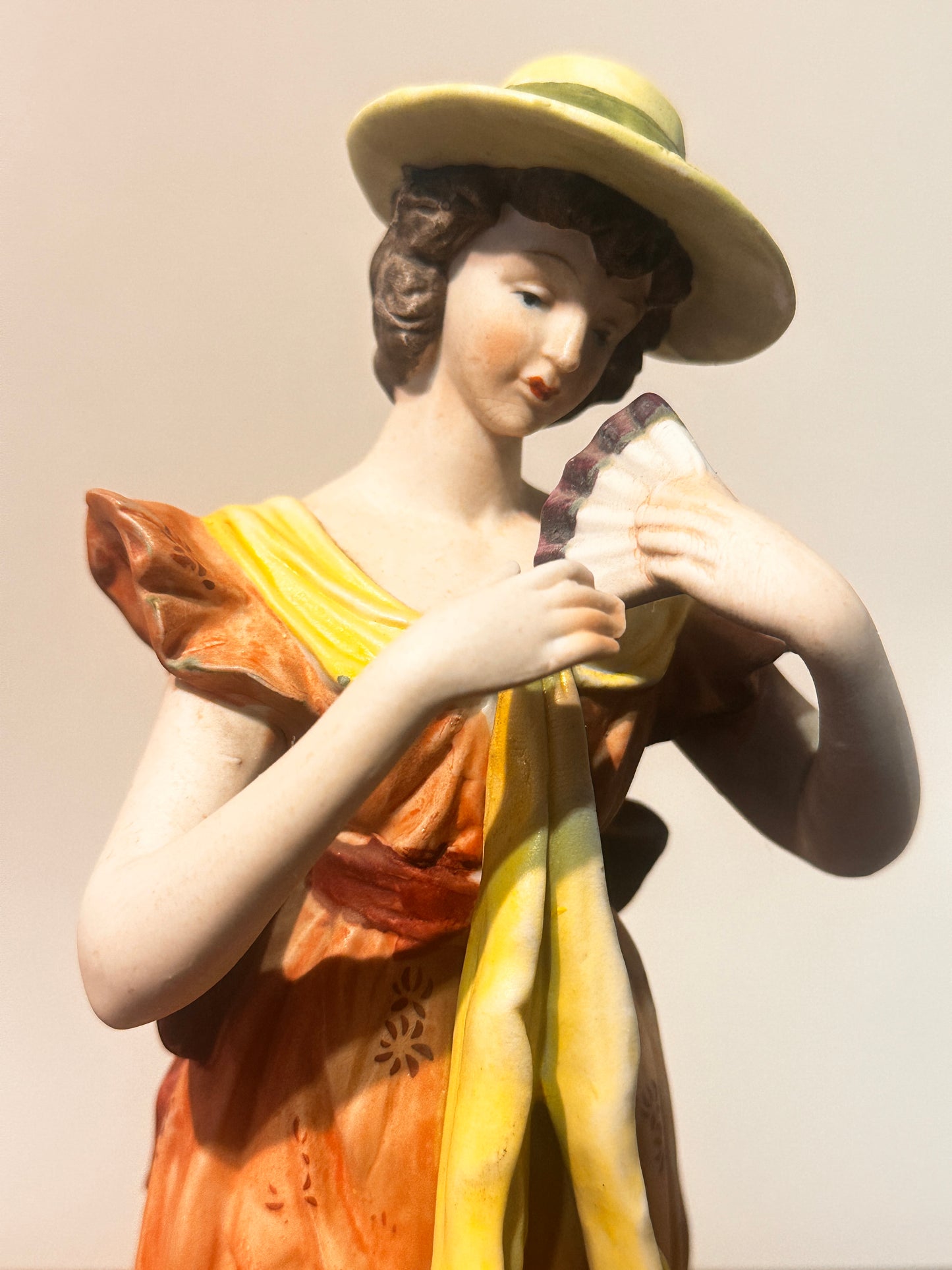 Vintage Porcelain Lady Figurine with Fan