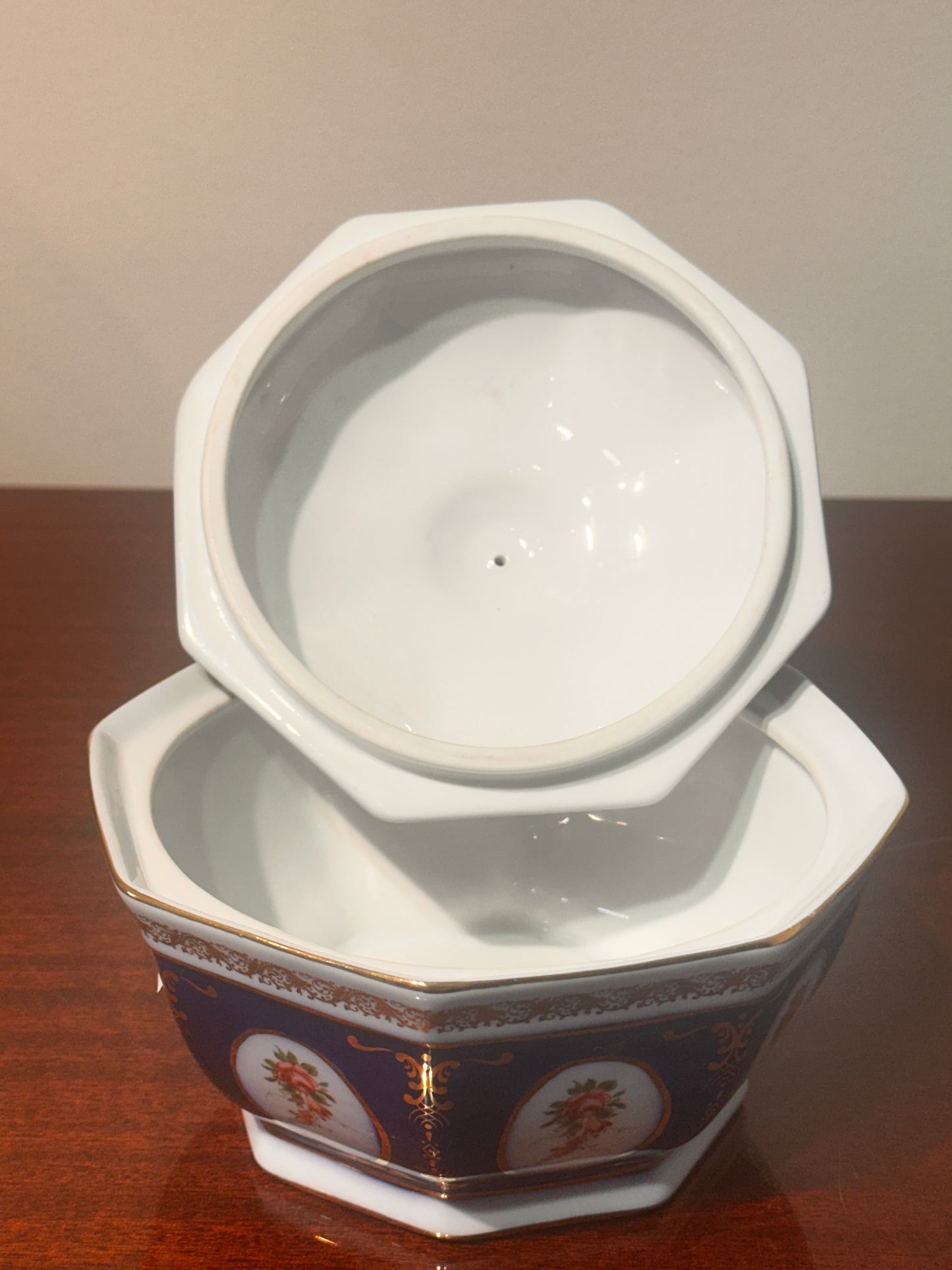 Vintage Cobalt Blue Porcelain Box with Lid