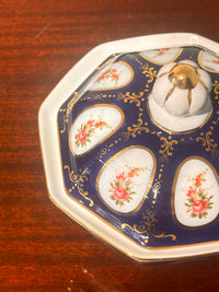 Vintage Cobalt Blue Porcelain Box with Lid