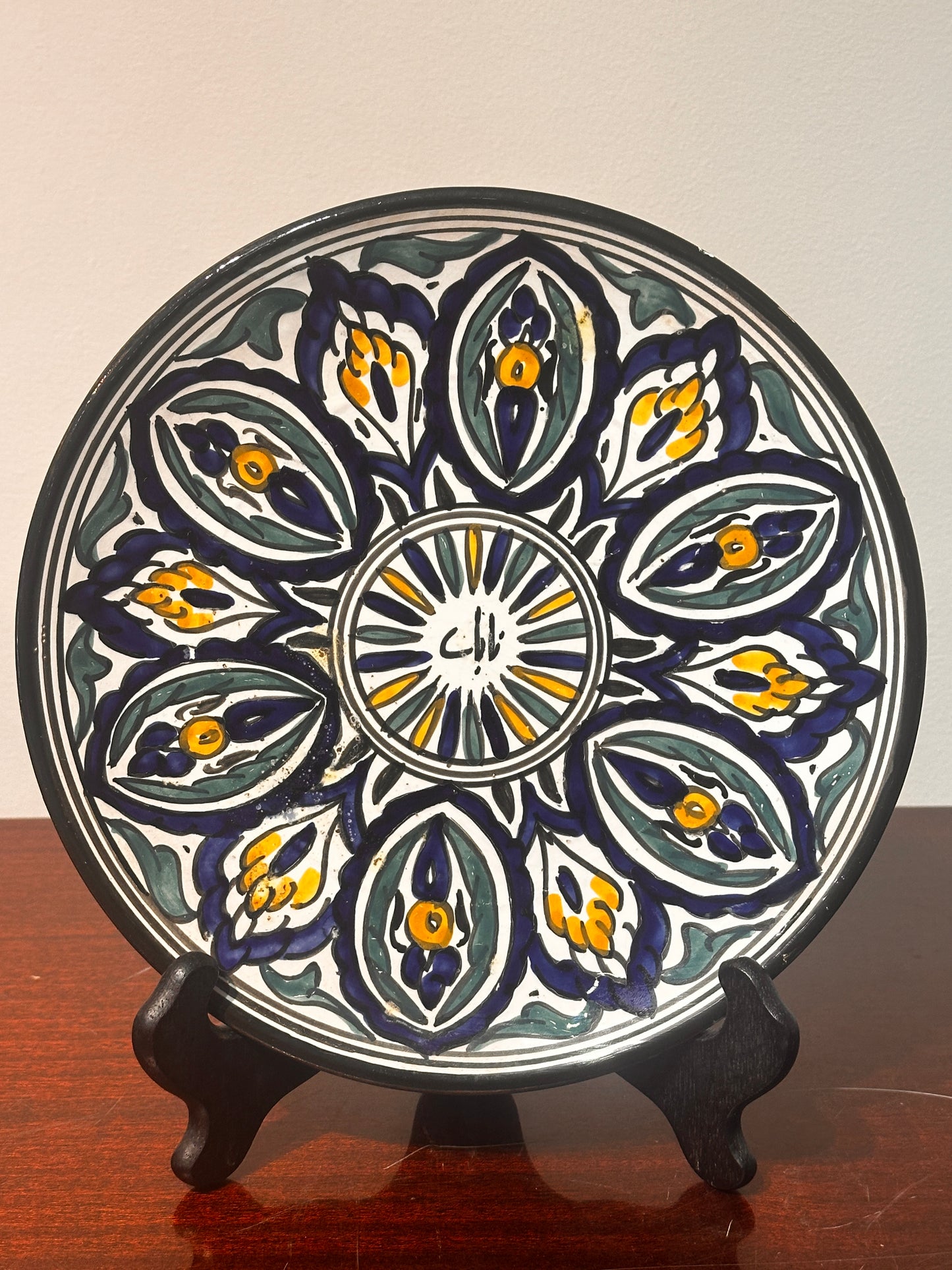 Hand-Painted Floral Ceramic Wall Plate