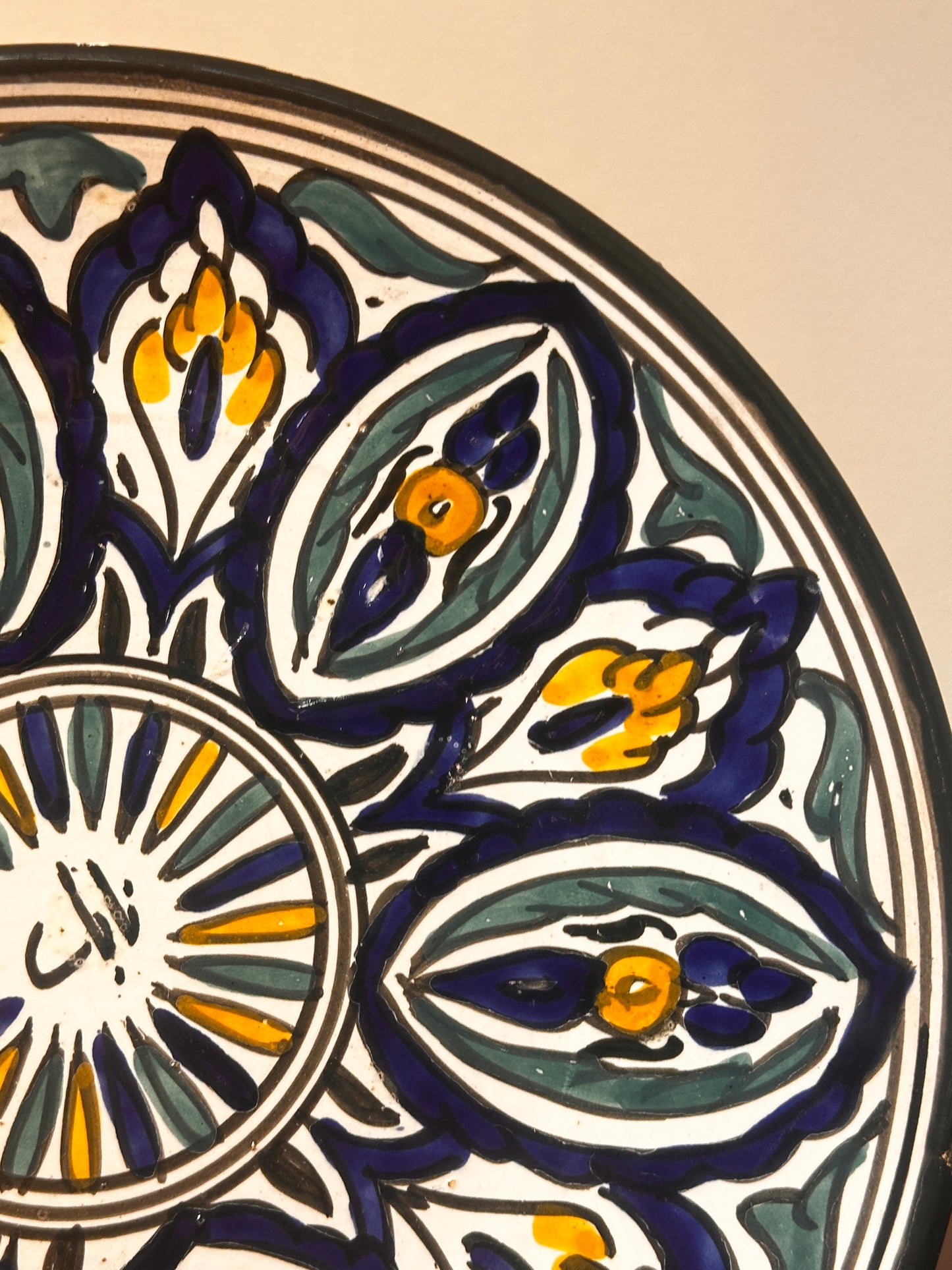 Hand-Painted Floral Ceramic Wall Plate
