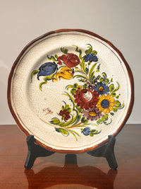 Hand-Painted Dutch Floral Craquele Plate