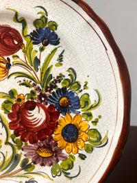 Hand-Painted Dutch Floral Craquele Plate